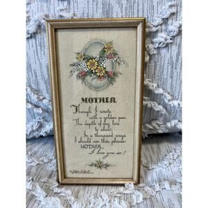 Vintage Mother Poem Framed Print Floral By Edgar A Guest
